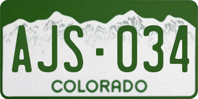 CO license plate AJS034
