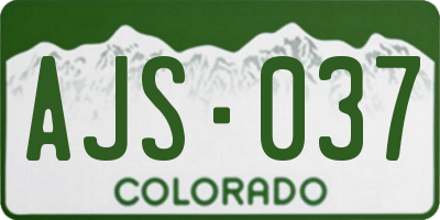 CO license plate AJS037