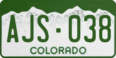 CO license plate AJS038