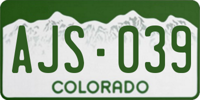 CO license plate AJS039