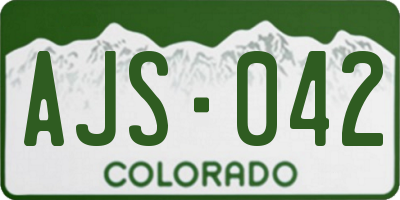 CO license plate AJS042