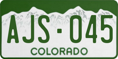 CO license plate AJS045