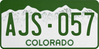 CO license plate AJS057