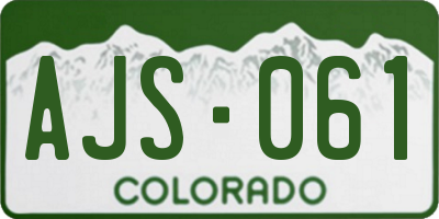 CO license plate AJS061