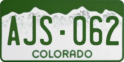 CO license plate AJS062