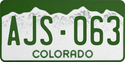 CO license plate AJS063