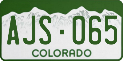CO license plate AJS065