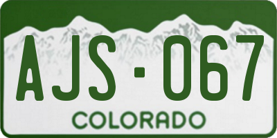 CO license plate AJS067