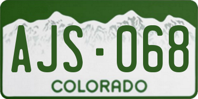CO license plate AJS068