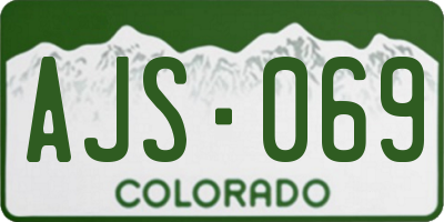 CO license plate AJS069