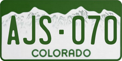 CO license plate AJS070