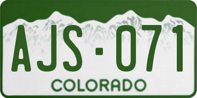 CO license plate AJS071