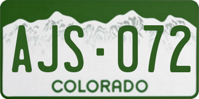 CO license plate AJS072