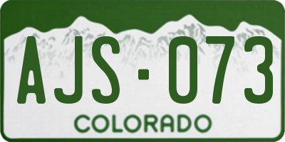 CO license plate AJS073
