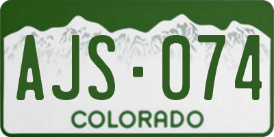 CO license plate AJS074