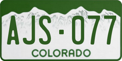 CO license plate AJS077