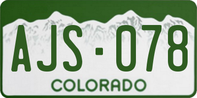 CO license plate AJS078