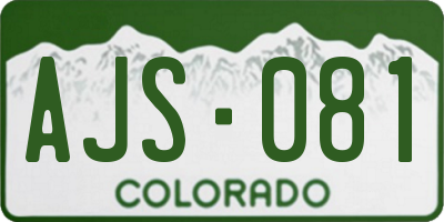 CO license plate AJS081