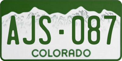 CO license plate AJS087
