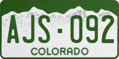 CO license plate AJS092