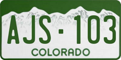 CO license plate AJS103
