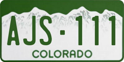 CO license plate AJS111
