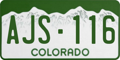 CO license plate AJS116