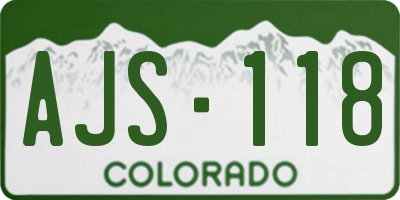 CO license plate AJS118