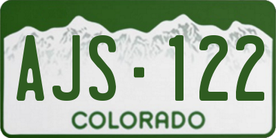 CO license plate AJS122