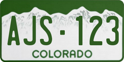 CO license plate AJS123