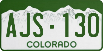 CO license plate AJS130