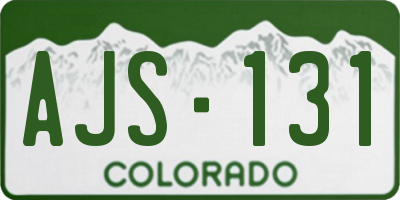 CO license plate AJS131