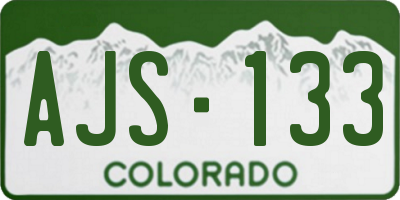 CO license plate AJS133