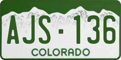 CO license plate AJS136