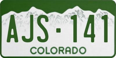 CO license plate AJS141