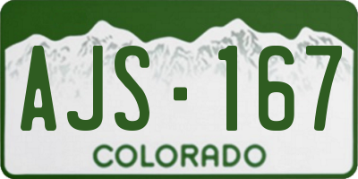 CO license plate AJS167
