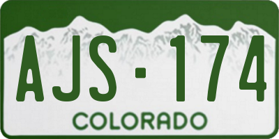 CO license plate AJS174