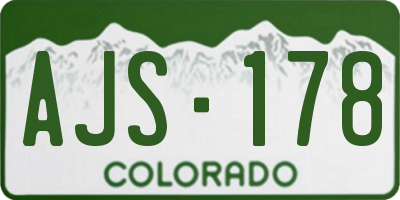 CO license plate AJS178
