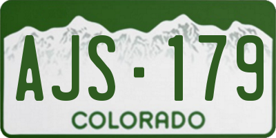 CO license plate AJS179