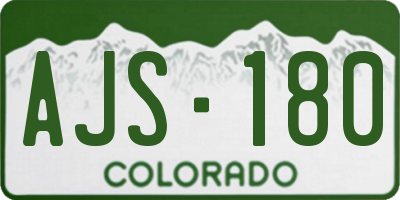 CO license plate AJS180