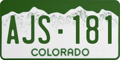 CO license plate AJS181
