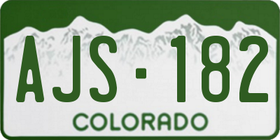 CO license plate AJS182
