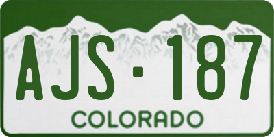 CO license plate AJS187