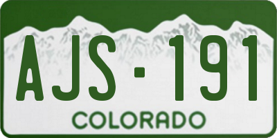 CO license plate AJS191