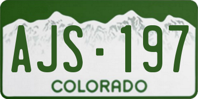 CO license plate AJS197