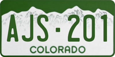 CO license plate AJS201