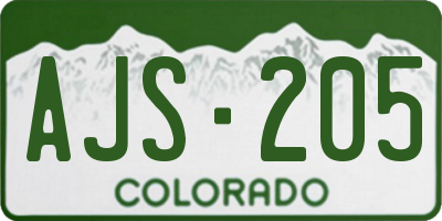 CO license plate AJS205