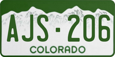 CO license plate AJS206