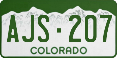 CO license plate AJS207