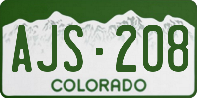 CO license plate AJS208
